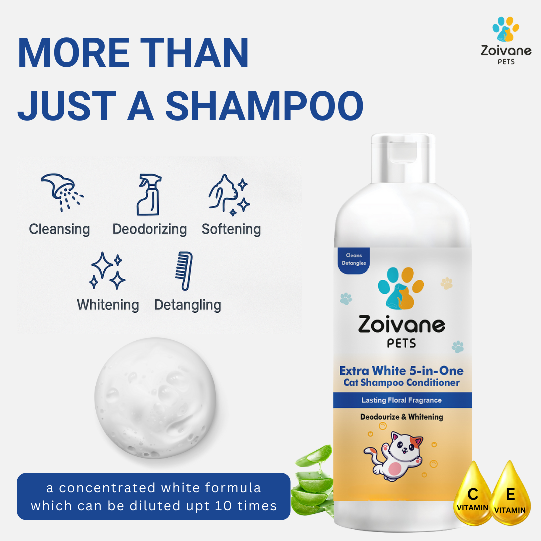 5 in 1 Extra White Cat Shampoo with Conditioner , 200ml