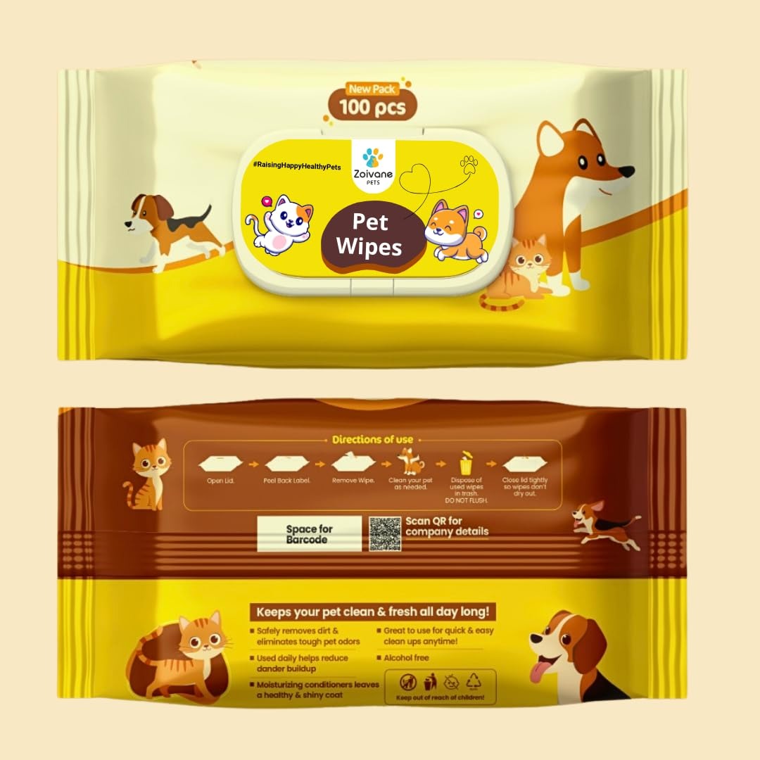 Pet Wipes For Puppies & Dogs, Green Apple Fragrance, Gentle and Effective Cleaning for Your Furry Friends