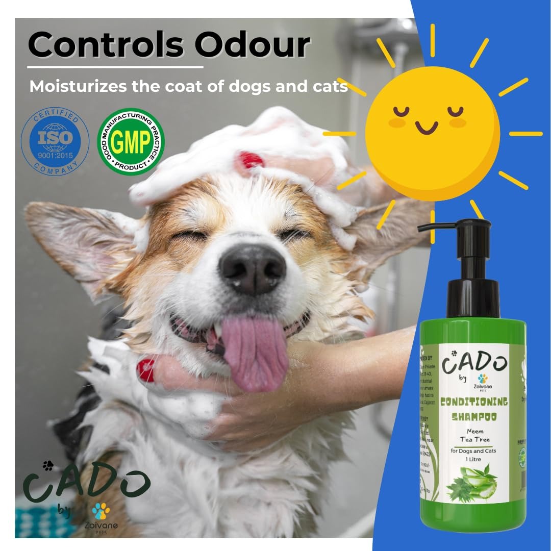 Cado Neem Dog & Cat Shampoo - 1 L | Dog Anti Dandruff Shampoo | Dog Shampoo for Labrador, Shih Tzu, Golden Retriever, German Shepherd, Dogs Shampoo, Pet Shampoo for Dogs- Pack of 1