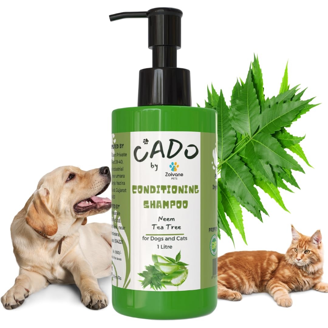 Cado Neem Dog & Cat Shampoo - 1 L | Dog Anti Dandruff Shampoo | Dog Shampoo for Labrador, Shih Tzu, Golden Retriever, German Shepherd, Dogs Shampoo, Pet Shampoo for Dogs- Pack of 1