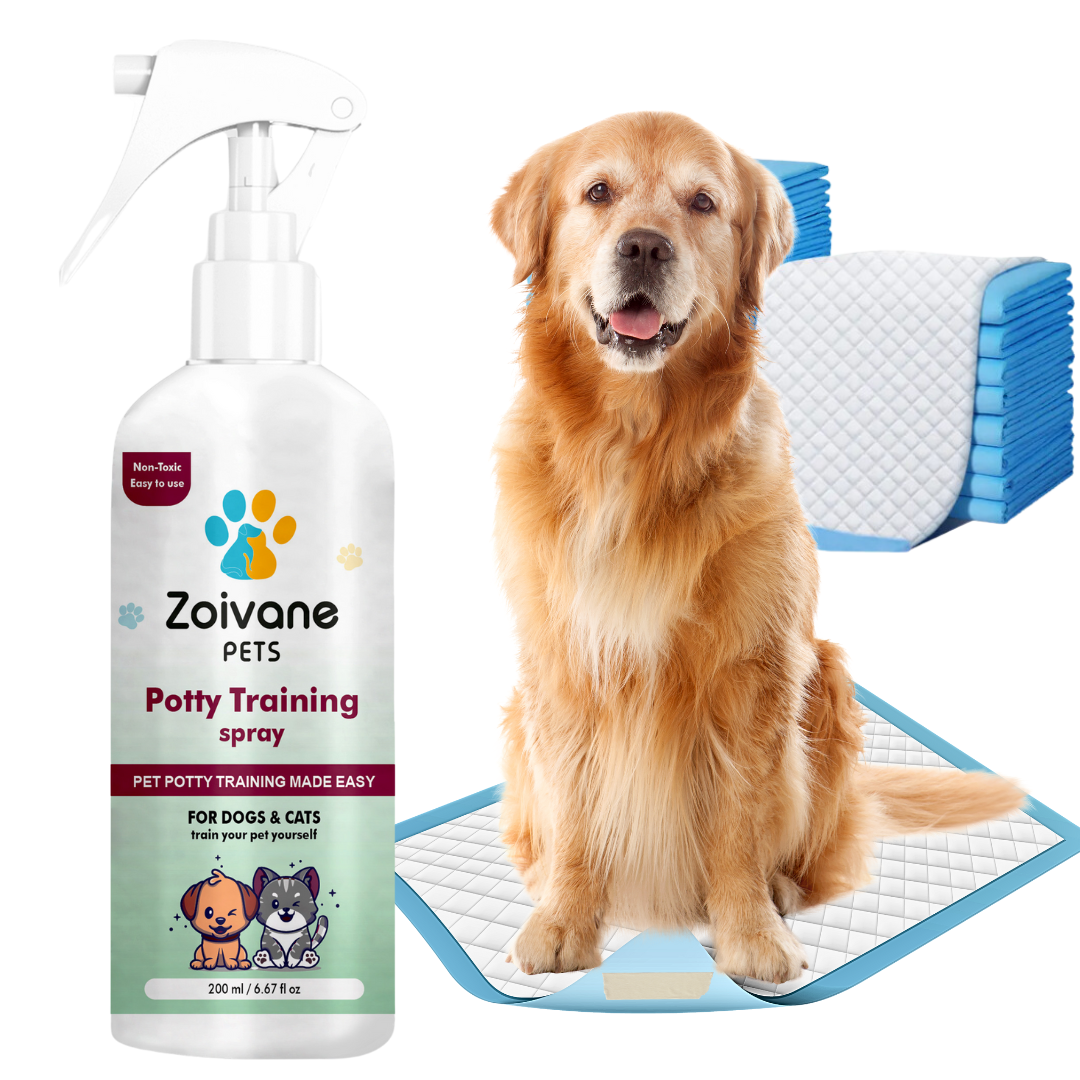 10pcs Training Pads + Potty Training Spray for Dogs, Cats, Puppy, Kitten 200ml Combo