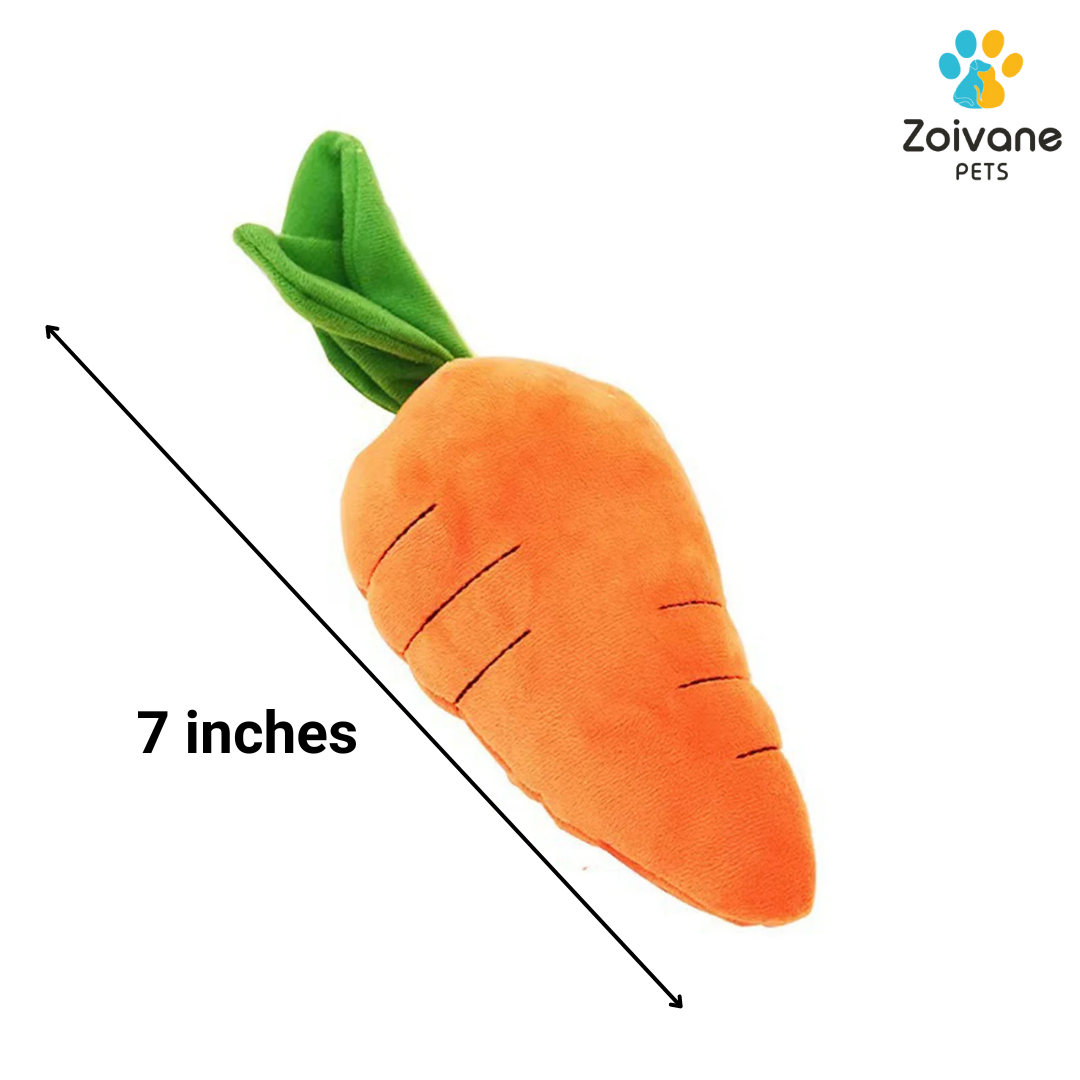 Zoivane Pets Plush Carrot Toy, pack of -1 , (For your pet's playtime) (Color and design may vary)