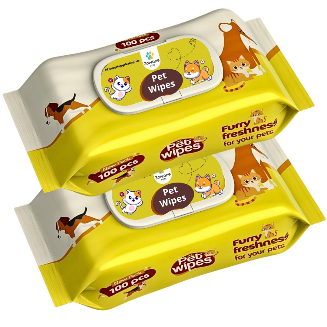 Zoivane Pets Pet Wipes For Kittens & Cats,Green Apple Fragrance,Gentle and Effective Cleaning for Your Furry Friends