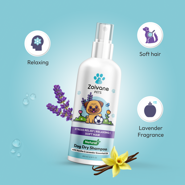 DOG DRY SHAMPOO WITH VANILLA AND LAVENDER ESSENTIAL OIL, 200ml
