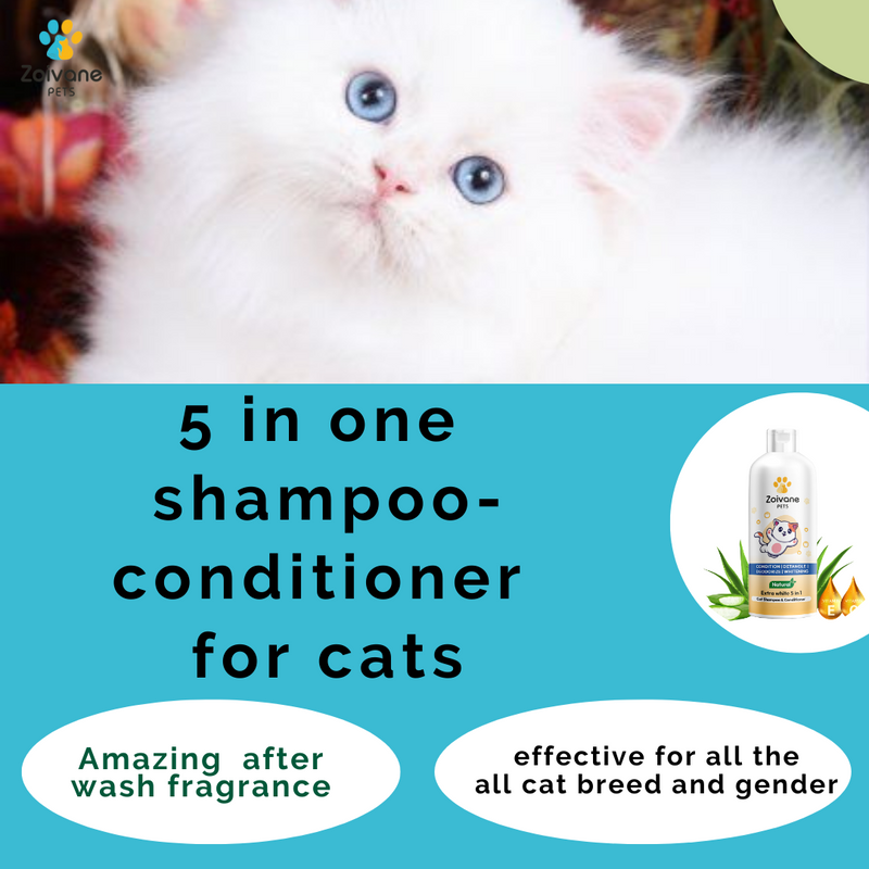 Extra White 5 in 1 Shampoo Conditioner for cats Zoivane Pets